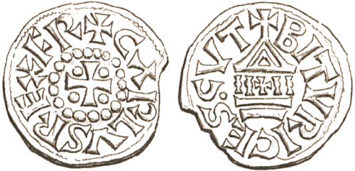 Denier de Charles le Chauve au temple