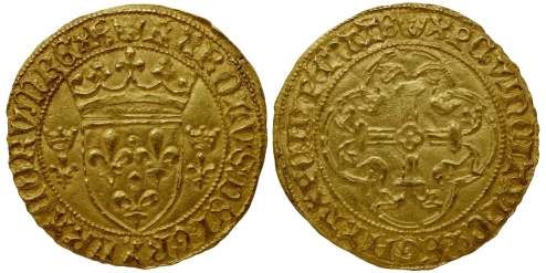 Ecu d’or, 3e type ou écu neuf, 7ème émission, 16 juin 1455