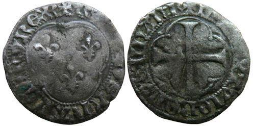 Double tournois aux trois lis dans un trilobe, 1ère émission, 28 janvier 1436