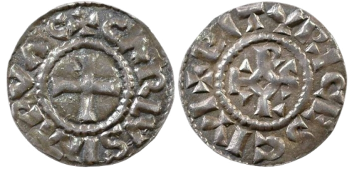 Denier au nom de Charles empereur