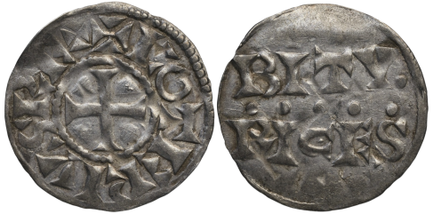 Denier de Lothaire à légende bilinéaire