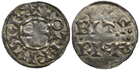 Denier de Lothaire à légende bilinéaire