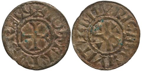 Denier de Lothaire au monogramme carolin